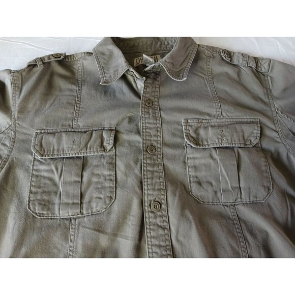 Duluth Trading Mens XL Brown Long Sleeve Utility Shirt Cotton Button Up Pockets - Picture 11 of 14